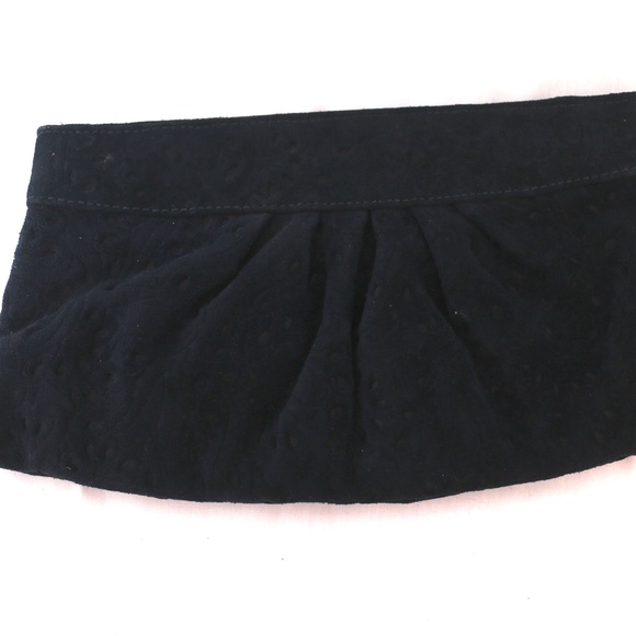Lauren Merkin Navy embossed suede clutch - Picture 2 of 5